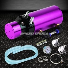 7"X2.5"BILLET ALUMINUM ENGINE OIL CATCH RESERVOIR BREATHER TANK/CAN+GAUGE PURPLE