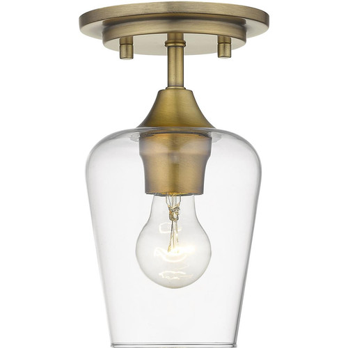 Z-Lite 473F1-OBR Joliet 1 Light 5.5 inch Olde Brass Flush Mount Ceiling Light
