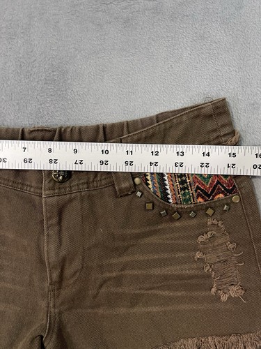 Pantaloncini Miss Me donna piccoli marroni taglio invecchiato azteco elastico in vita - Foto 3 di 8