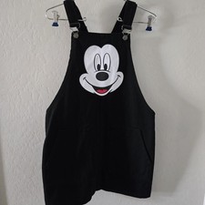 Forever21 x Disney Women's Mickey Mouse Black Denim Overall Jumper Dress Medium