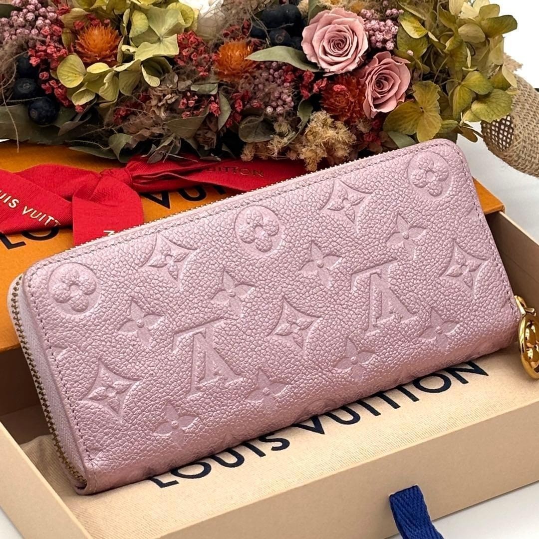 Louis Vuitton Monogram Empreinte Clemence Zippy Long Wallet Pink