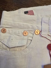 TRUE RELIGION WORLD TOUR BILLY SUPER T WHITE STITCH UNISEX JEANS SIZE 42/33
