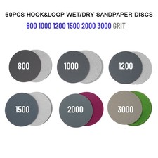 Professional 3in Wet&Dry Sanding Discs 60pcs Assorted Grits for Flawless Finish 0.27 per gallon