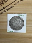 1921-D Morgan Dollar - Uncertified, Circulated-90% Silver - VF - [#7216-M]