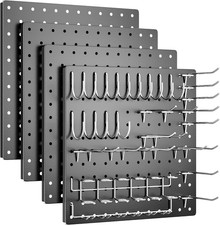 Peg Board, 4 Pack Metal Pegboard Kit,Black Pegboard Wall Organizer with 32 Pcs H
