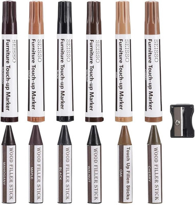 Wood Repair Markers- Furniture Touch up Markers Kit, 6Pcs Wood Scratch Cover Mar