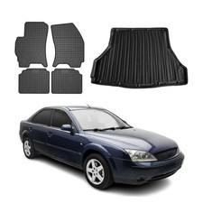 Fußmatten & Kofferraumwanne Set für Ford Mondeo mk3 2000-2007 Gummi Schwarz 5x
