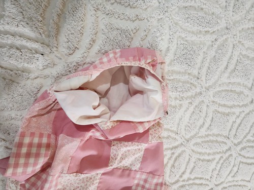 Girls Prairie Dress Patchwork Size 8 / 10 Handmade Pink Gingham Cottagecore - Picture 11 of 12