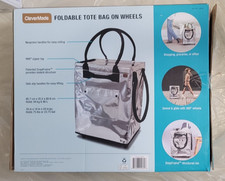 clevermade foldable tote bag on wheels 18x14x24 inch ykk zipper top for shopping