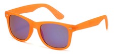 Classic Retro Sunglasses Translucent Orange Frame Purple Mirror Lens Unisex
