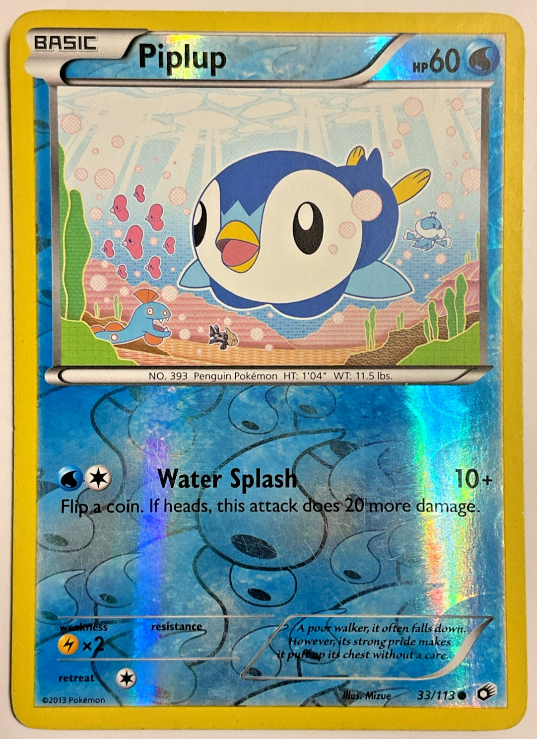 Piplup Reverse Holo Common 33/113 Legendary Treasures LP Pokémon TCG