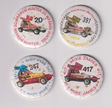 BriSCA F 1 Stock Car W Hunter 20 A Smith 391 A Webb 247 M James 417 Pin Badges