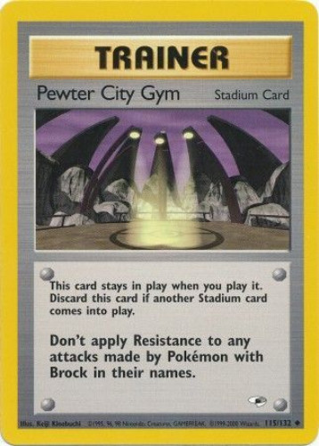Pokemon Card - Gym Heroes 115/132 - PEWTER CITY GYM (uncommon) - NM