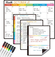 Magnetic Dry Erase Calendar Set for Fridge with Weekly Daily List Boards