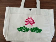 Lotus tote bag, boho gift for her,beige cotton bag, shopping bag, shoulder bag