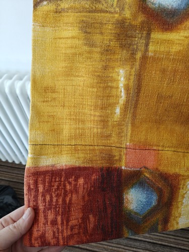 Vintage Pair Of Curtains Abstract Print Mid Century Orange 116 x 131 Cm Retro - Picture 7 of 8