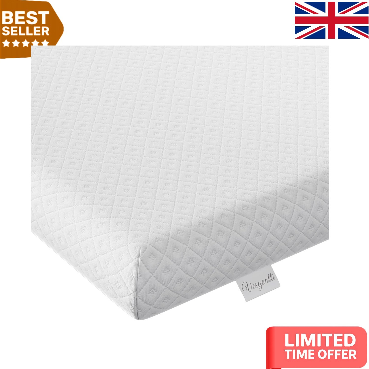 3 Inch Cooling Gel & Bamboo Charcoal Memory Foam Mattress Topper, 120 x 190 CM