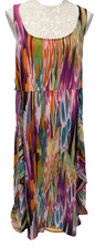 Calvin Klein Colorful Waterfall Fit & Flare Dress Artsy Flowy Size 6