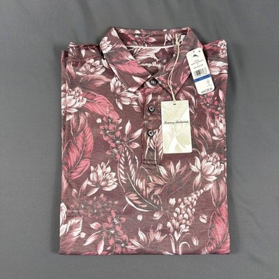 Tommy Bahama Golf Shirt Polo Midnight Excursions Print XLT Cherry NWT MSRP $128