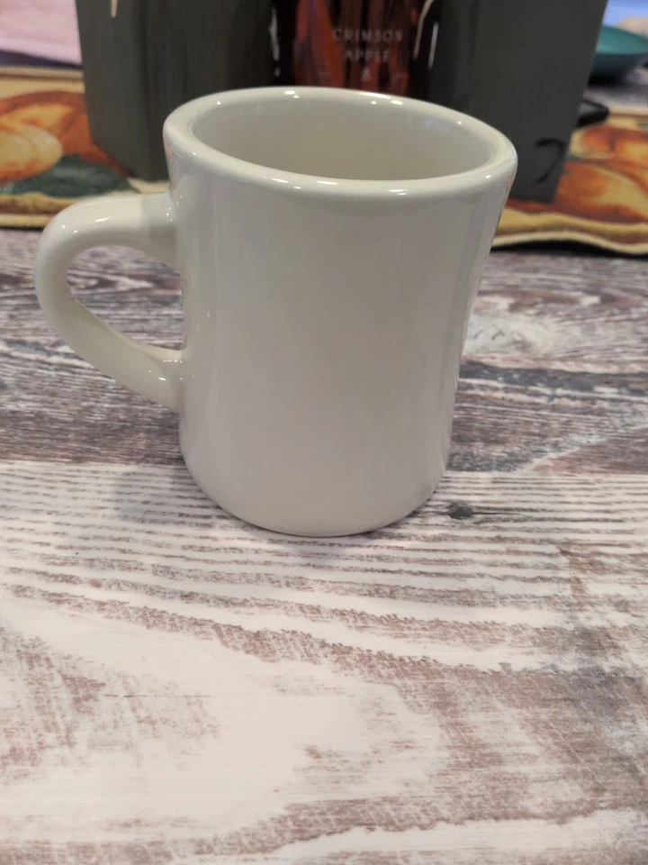 Taza de cerámica estilo restaurante símbolo de diamante y sol de montaña blanca 3,25x4 pulgadas Foto 2 de 2