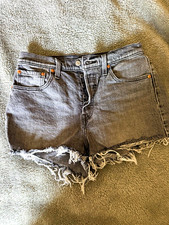 Levi's 501 Women's Gray Denim Cut Off Shorts W28 Mid Rise Light Wash