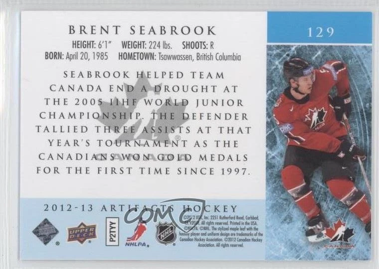 2012-13 Upper Deck Artifacts /999 Brent Seabrook #129 - Image 2 of 2