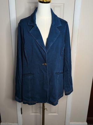 DG2 Diane Gilman Denim Jacket Petite 1X New with Tags Women's
