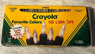 NIB Vintage 1996 Crayola Favorite Colors 50 Lights WARM WHITE Holiday Set Tested