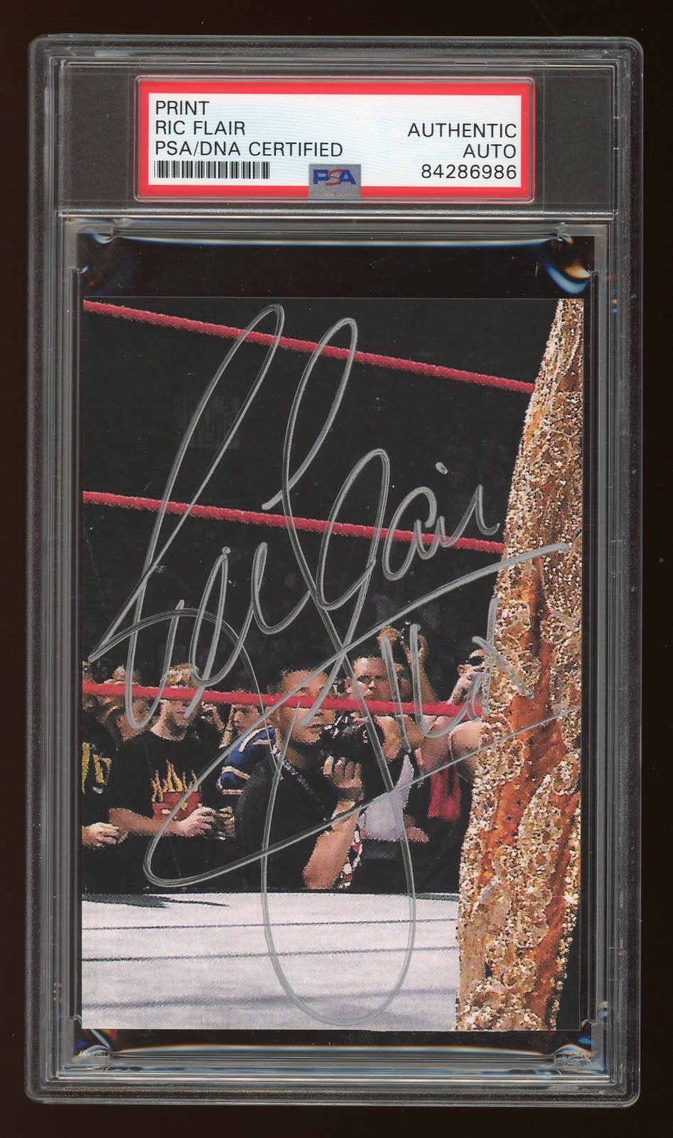 Ric Flair "16X" PSA/DNA Slabbed Signed 3.5x5 Autographed Auto Print 986
