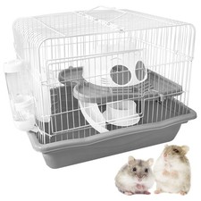 Dwarf Hamster Cage, Small Animal Cages, 2-Tier Travel Portable Mouse Cage Ham...