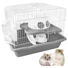 Dwarf Hamster Cage, Small Animal Cages, 2-Tier Travel Portable Mouse Cage Ham...