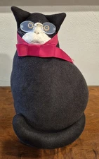 VTG 1990 Bonnie Sewell Designs Chelsie Cat Blk & White Felt Shelf-sitter 13"