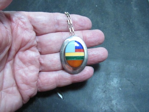 native American sterling turquoise pendant native American pin