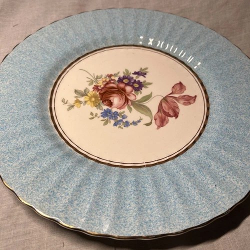 Wade Royal Victoria Pottery 2 X Floral Design Dinner Plates (Blue and Yellow) - Picture 3 of 10