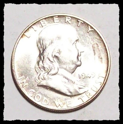 1949-D FRANKLIN HALF DOLLAR   Reverse Scratches  UNC  w/ FBL  #5C89