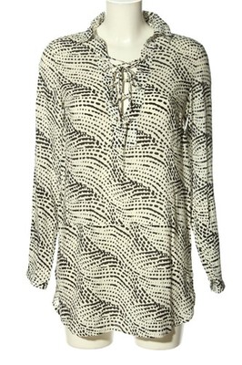 VIX Long-Bluse Damen Bluse Gr. DE 36 wollweiß-schwarz Casual-Look
