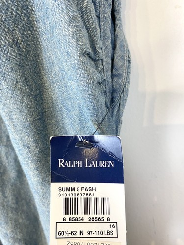 Ralph Lauren Big Girls Size 16 Chambray Smocked Dress NEW - Picture 5 of 5