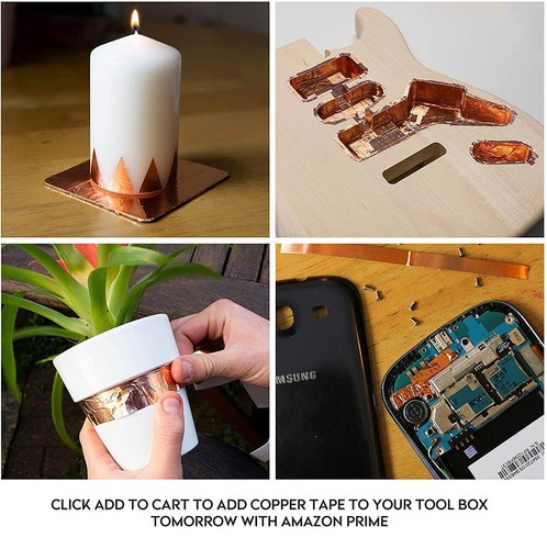 25m*50mm Copper Foil Adhesive Tape Conductive EMI Shielding Guitar Barrier Tapes - Picture 4 of 10
