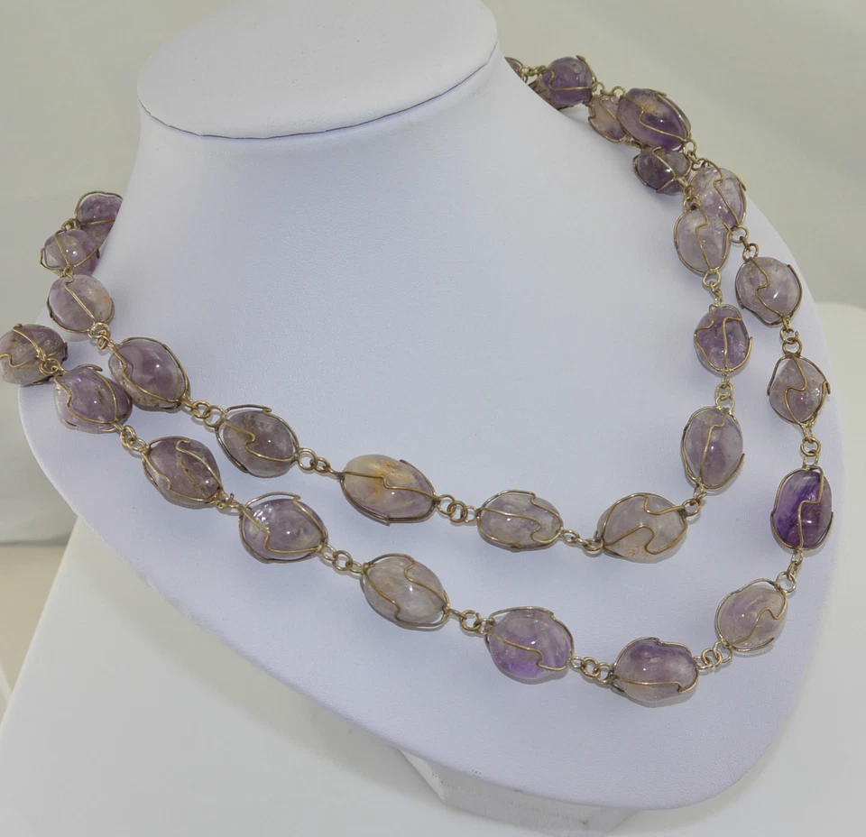 Vintage Damen Halskette mit Amethysten - in Silber gefasst - Bild 2 von 3