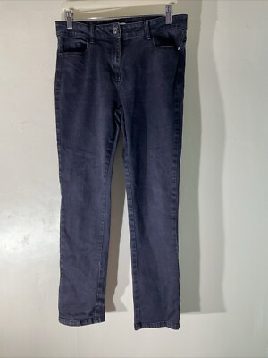 Womens M&Co Uk 12R Black Wash Slim Fit Stretch Casual Denim