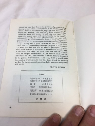 Vintage 1960's Brochure About Sumo Wrestling In Japan, Nihon-Sumo-Kyokai - Picture 12 of 12