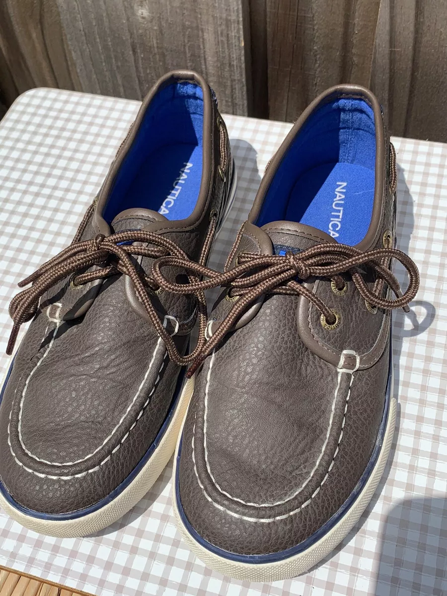 Nautica Spinnaker Youth Boys Brown Deck Boat Shoes Size 4 EUC
