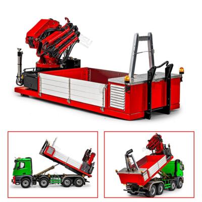 Metal Cargo Box Hydraulic Crane W/Light for LESU 1/14 Roll Off Dump Truck Tipper