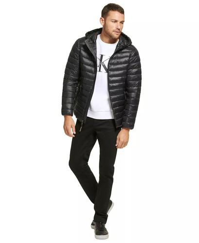 Calvin Klein taglia S giacca imbottita con cappuccio e impacchettabile CK giacca antipioggia $225 - Foto 3 di 6