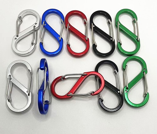 Carabiner Clips Double Sided Snap Hook Metal Stainless Alu Key Keyring (6 Pack) - Picture 3 of 5