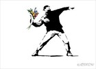 Banksy Werfen Blumen Vinyl Aufkleber Lkw Taxi Lkw