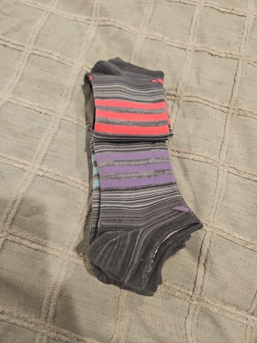 Adidas Girls No Show Socks Size 2Y-5Y 6 Pair Aeroready Superlite Socks NEW Gray - Picture 4 of 8