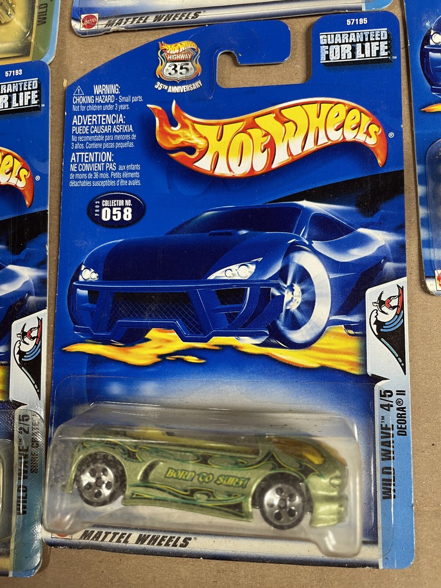 Hot Wheels Wild Wave Series VINTAGE 2002 COMPLETE 5-CAR SET