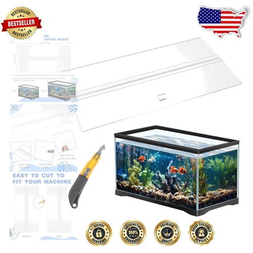 Durable Clear Aquarium Canopy Set - Fits 10/20 Gallon Tanks Without Center Brace