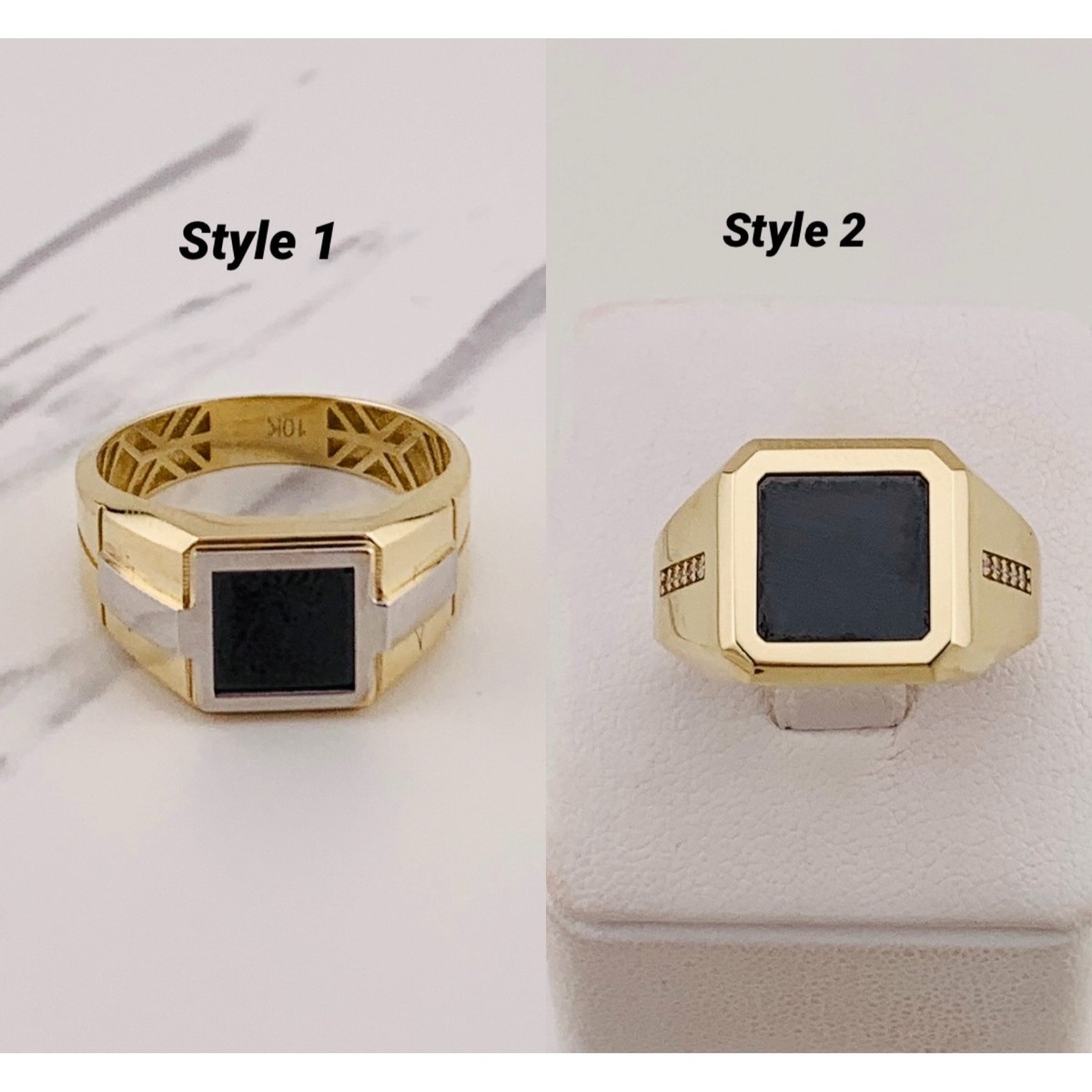 10k gold onyx ring - men's ring Size 11- 12 - Anillo de